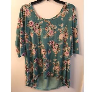 Plus-Size Green Floral Top